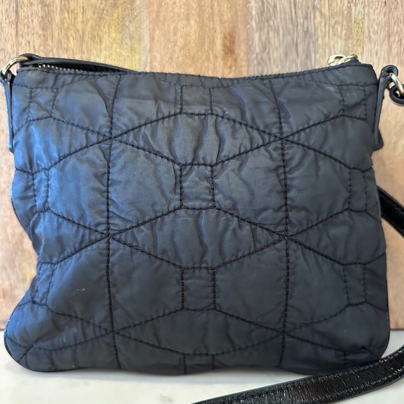 KATE SPADE QUILTED NYLON BLACK CROSSBODY BAG WITH LEATHER SHOULDER STRAP - Picture 5 of 9